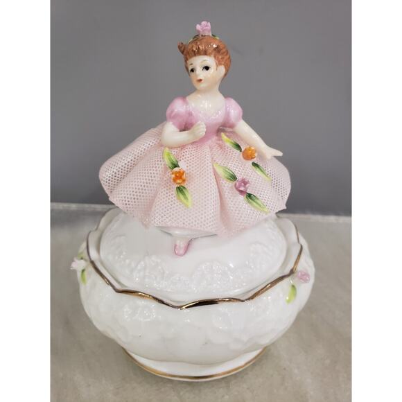 RARE Vintage 1975 Maruri‎ Masterpiece Bone China Girl Trinket Box Enesco Ballet - Picture 1 of 9